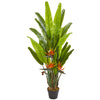 Nearly Natural 6355 4.5' Artificial Green Bird of Paradise Plant in Black Pot