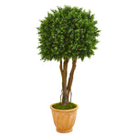 Nearly Natural 9697 50" Artificial Green Boxwood Topiary Tree in Terra-Cotta Planter, UV Resistant (Indoor/Outdoor)