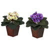 Nearly Natural African Violet w/Vase Silk Plant (Set of 2)