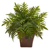 Nearly Natural P1231 24" Artificial Green Real Touch Hares Foot Fern Plant in Brown Planter