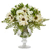 Nearly Natural Mixed Daisy Artificial Arrangement in Royal Glass Urn