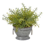 Nearly Natural 8862 14" Artificial Green Rosemary Plant in Vintage Metal Bowl with Copper Trimming