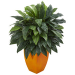 Nearly Natural 6501 44" Artificial Green Cordyline Plant in Orange Planter