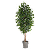 Nearly Natural T2905 8` Artificial Tree in Black and White Natural Jute and Cotton Planters