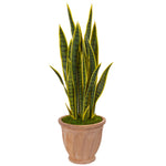 Nearly Natural 9429 37" Artificial Green Sansevieria Plant in Terra Cotta Planter