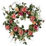Nearly Natural 20`` Rose Wreath