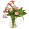 Nearly Natural Calla Lily & Tulips Artificial Arrangement in Decorative Vase