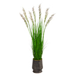 Nearly Natural P1569 62” Wheat Grass Artificial Plant in Ribbed Metal Planters