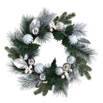 Nearly Natural W1268 24`` Christmas Artificial Wreath with Silver Ornaments