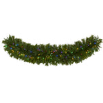 Nearly Natural 6` x 18`` Christmas Pine Extra Wide Artificial Garland with 100 Multicolored LED Lights