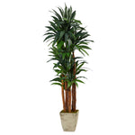 Nearly Natural T2170 69” Dracaena Artificial Tree in Country White Planters