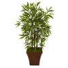 Nearly Natural T1100 45" Artificial Green Bamboo Tree in Brown Planter