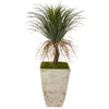 Nearly Natural T1072 44" Artificial Green Pony Tail Palm Plant in Country White Planter