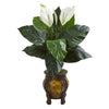 Nearly Natural 8235 32" Artificial Green Spathifyllum Plant in Decorative Planter