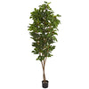 Nearly Natural 9167 81" Artificial Green Fig Tree in Black Planter