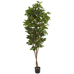 Nearly Natural 9167 81" Artificial Green Fig Tree in Black Planter