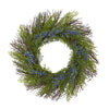 Nearly Natural 4359 21" Artificial Green Cedar with Blue Berries Wreath