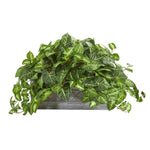 Nearly Natural 8059 18" Artificial Green Nepthytis Plant in Stone Planter