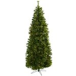 Nearly Natural 5378 7.5' Artificial Green Cashmere Slim Christmas Tree with Clear Lights
