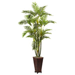 Nearly Natural 5923 6.5' Artificial Green Areca Tree with Decorative Planter