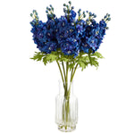 Nearly Natural A1494 29” Delphinium Artificial Arrangement in Glass Vases