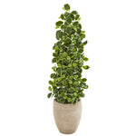 Nearly Natural 9956 42" Artificial Green Real Touch Variegated Holly Leaf Tree in Sand Colored Planter 