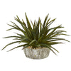 Nearly Natural 8498 9" Artificial Green Aloe Succulent Plant in Weathered Oak Planter