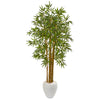 Nearly Natural 9868 65" Artificial Green Multi Bambusa Bamboo Tree in White Planter