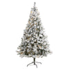 Nearly Natural 7` Flocked White River Mountain Pine Artificial Christmas Tree with Pinecones and 350 LED Lights