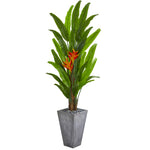 Nearly Natural 9212 7' Artificial Green Heliconia Plant in Cement Planter