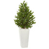 Nearly Natural 9323 4' Artificial Green Olive Cone Topiary Tree in White Planter, UV Resistant (Indoor/Outdoor)