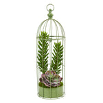 Nearly Natural 8466 24" Artificial Green Succulent Garden Plant in Decorative Cage