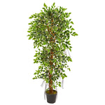 Nearly Natural 9131 5' Artificial Green Elegant Ficus Tree in Pot