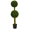 Nearly Natural 5521 4' Artificial Green Boxwood Double Ball Topiary Tree, with Woven Trunk UV Resistant (Indoor/Outdoor)