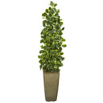 Nearly Natural 9958 47" Artificial Green Real Touch Variegated Holly Leaf Tree in Green Planter 