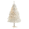 Nearly Natural 4` White Artificial Christmas Tree with 100 Clear LED Lights