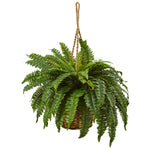 Nearly Natural 6931 29" Artificial Green Boston Fern in Hanging Basket