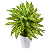 Nearly Natural 6980 21" Artificial Green Aglaonema in Swirl Planter