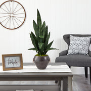 Nearly Natural P1584 27” Sansevieria Artificial Plant in Metal Bowl