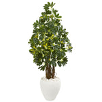 Nearly Natural 9330 53" Artificial Green Schefflera Tree in White Planter