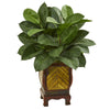 Nearly Natural 9247 31" Artificial Green Rubber Plant in Decorative Planter