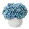 Nearly Natural 11`` Hydrangea Artificial Arrangement in White Vase