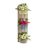 Nearly Natural 8352 39" Artificial White & Pink Mixed Daisy Plant in Three-Tiered Wall Decor Planter