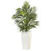 Nearly Natural 6966 39" Artificial Green Areca Palm in White Square Planter