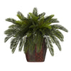 Nearly Natural Double Cycas w/Vase Silk Plant, Green