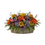 Nearly Natural 18`` Mixed Flowers Artificial Arrangement in Decorative Vase