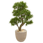 Nearly Natural 9477 40" Artificial Green Podocarpus Bonsai Tree in Sandstone Planter