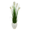 Nearly Natural P1574 4.5’ Wheat Plum Grass Artificial Plant in White Planters