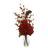 Nearly Natural 1327 Red Hydrangea, Cherry Blossom and Rose Arrangement