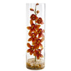 Nearly Natural Cymbidium Orchid Artificial Arrangement in Cylinder Vase